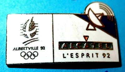 ALCATEL MEDIA 1992 ALBERTVILLE OLYMPIC GAMES PIN BADGE / 2026 2028 milan