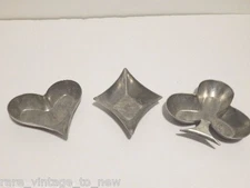 VINTAGE HEART CLUB & DIAMOND Shaped 3 POKER BOWL Game Serving Chip Dip Tray Nut