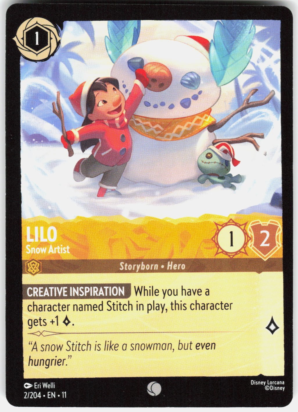 LILO - SNOW ARTIST 2/204 COMMON WINTERSPELL LORCANA NM