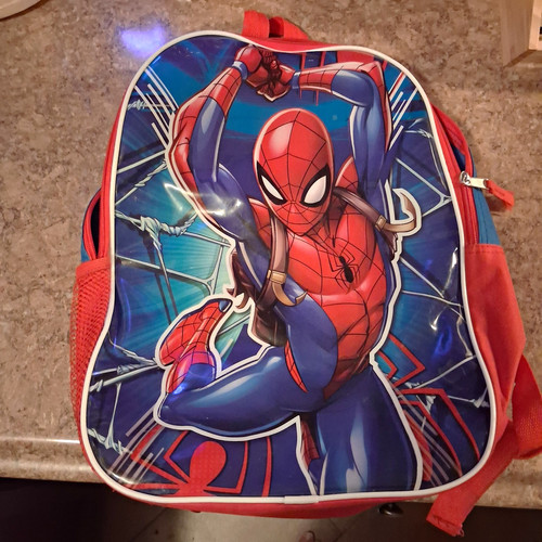 Spider-Man Kids Small Backpack Red/Blue Graphic Print Zip, Adjustable Strap