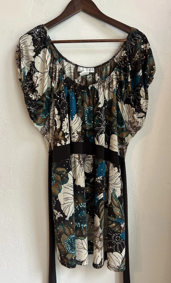 Top Babydoll Vintage Años 90 Y2K MM Hada Grunge Lechera 2X Plus Floral Brillo Foto 2 de 4