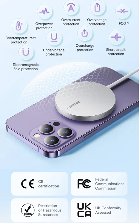 BASEUS 15W Magnetic Wireless Charger Fast Charging For iPhone17 Samsung Google Foto 3 de 4