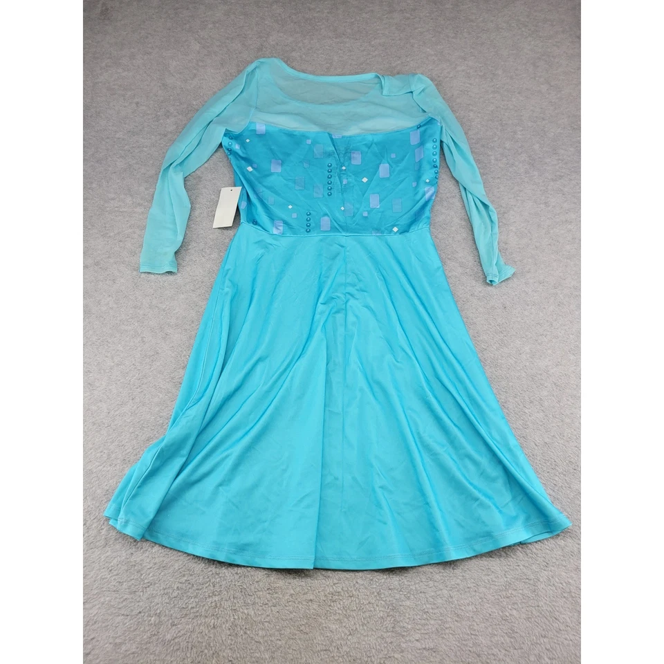 Disney Frozen Elsa Vestido Azul Brillante Lentejuelas Manga Larga SM MD Niños Disfraz Foto 3 de 4