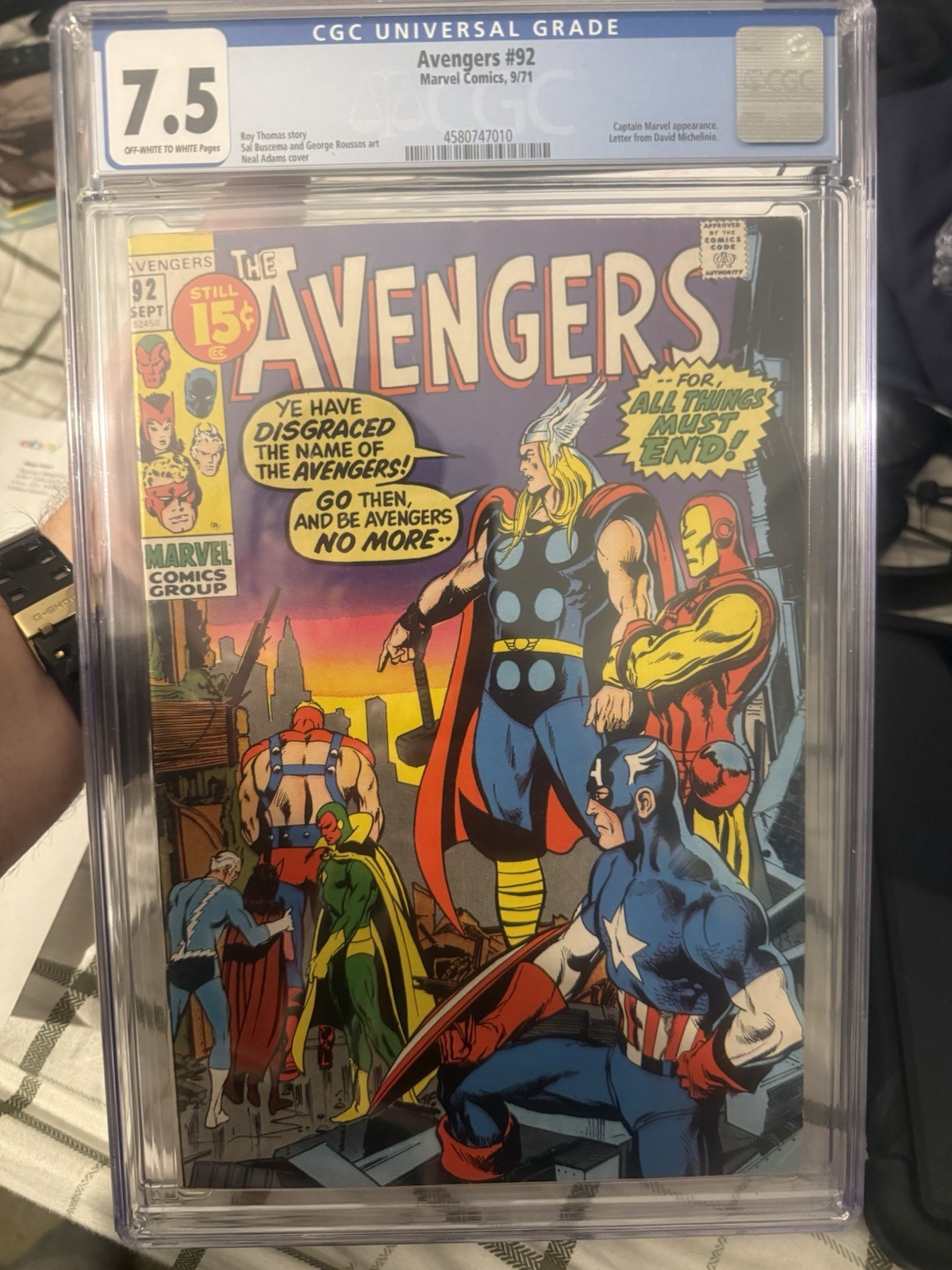 Marvel Comics The Avengers Number 92 September 1971 Cgc Universal Grade ...
