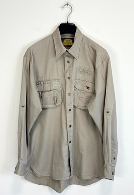 Vintage Camel Trophy Adventure Wear Men Safari Utility Field Shirt Beige Size L