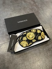  330 retail Versace Black Gold Medusa Logo Allover Print Sleep Mask AUTHENTIC