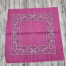 Vintage Y2K Paisley Bandana Kerchief Mens One Size Pink Western Cotton NEW