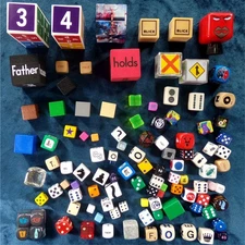 100 DICE & CUBE LOT: 1+ LB Odd Mixed Unique Die Cube Block Game Piece Collection