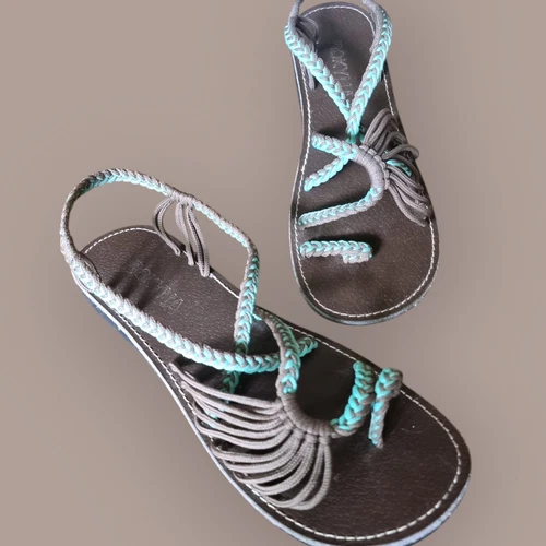 Bokyna Women's Vegan Strappy Soulmate Sandal Turquoise Plaited Size 9 US