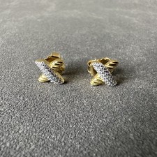 David Yurman The Crossover Collection Petite X Stud Earrings 18K Gold w/Diamonds