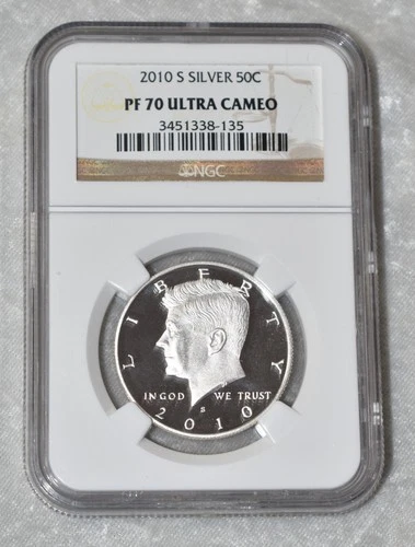 2010 S KENNEDY HALF DOLLAR 90% SILVER NGC PF 70 UC PF70UC SAN FRANCISCO US MINT