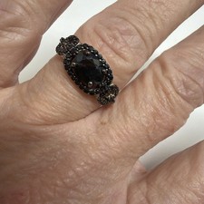 Sterling Silver Black Onyx Ring Size 8 Signed DK