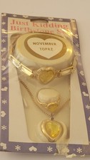 VINTAGE. CHILDREN'S HEART BIRTHSTONE JEWELRY SET COSTUME  November Topaz