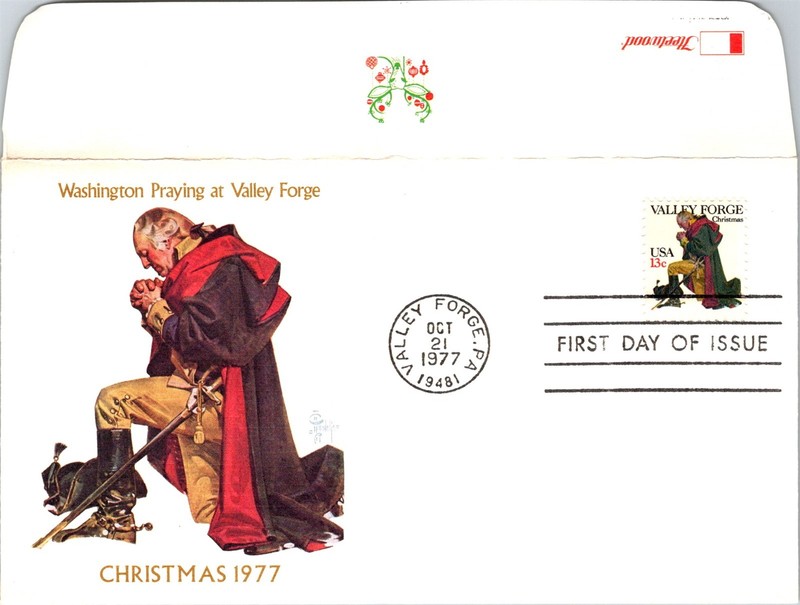 S09-5923, CHRISTMAS 1977, WASHINGTON AT VALLEY FORGE, FLEETWOOD, FDC