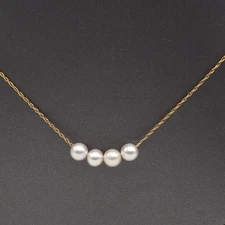 14k Yellow Gold Add A Pearl Chain Necklace 16in 4 Akoya Pearls 5mm