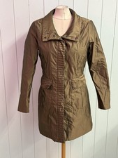 Penny Black Coat Size 10 Ladies Khaki Brown Shiny Snap Button Lined Trench Parka