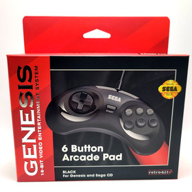 Retro-Bit Official Sega Genesis Controller 6-Button Arcade Pad - Black
