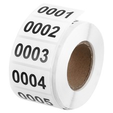 Consecutive Number Stickers, 0001-1000 Inventory Label Numbers, White