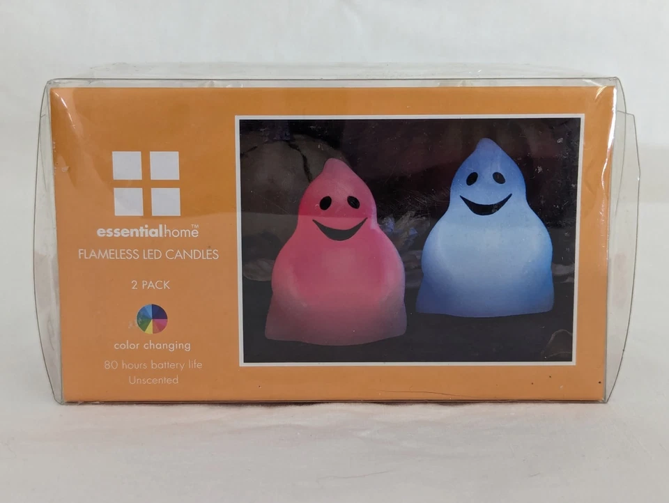Essential Home Flameless LD Candles Halloween Ghosts Smiling Haunted Spooky Fall - Image 4 of 4
