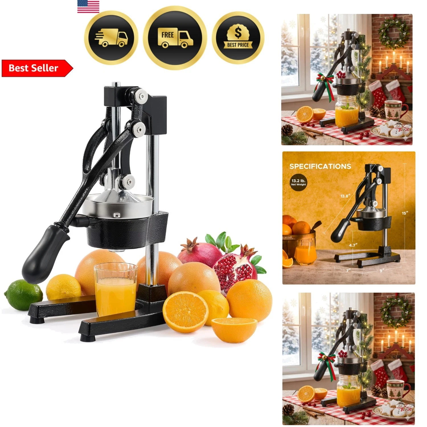 Manual Citrus Juicer Orange Lemon Pomegranate Juicer Heavy Duty Juicing Press
Opens in a new window
