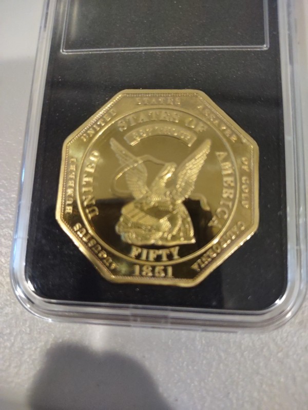 Octagonal Coin 1851 Electro Plated With Gold