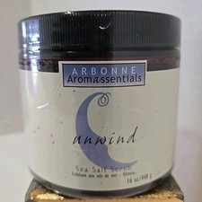 Arbonne Aromassentials Unwind Sea Salt Scrub Large Jar 16 oz New