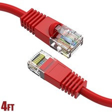 4FT Cat5E RJ45 Network LAN Ethernet Router UTP Patch Cable 24AWG Gold Plated Red