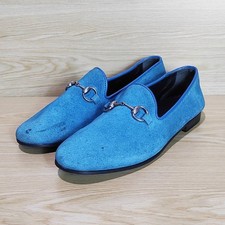 Gucci Jordaan Horsebit Blue Suede Losfers Women's Shoes Size: EU35.5 US5.5