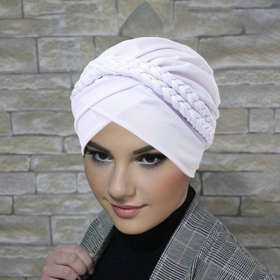 Islamic Women Braid Plaeted Beanie Indian Muslim Bonnet Head Cover Hat Headwear