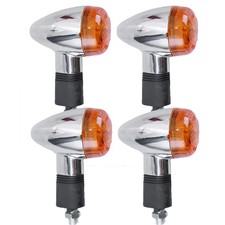 12V Motorcycle Amber Chrome Bullet Turn Signals Front Rear 12V Motorcycle Lights