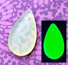 Large Matte Vaseline Uranium Glass Pendant Czech 30x18mm Teardrop 1pc