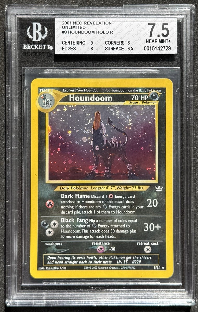 2001 Pokémon Neo Revelation 8/64 Houndoom-Holo, DOUBLE HOLO ERROR