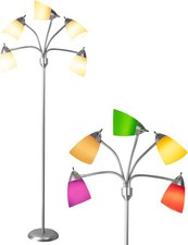 Image of Mordern LED 5 Way Floor Lamp Sliver,LED Tree Standing Lamp with 5 White & 5 Col
