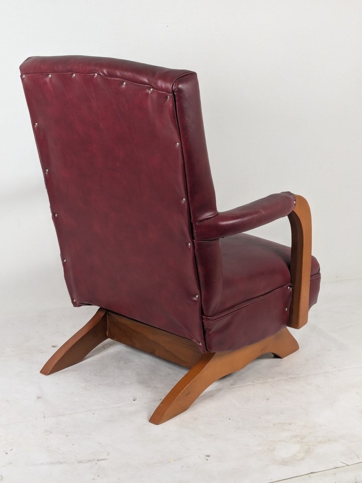Vintage Child's Rocking Chair Leather & Wood Platform Rocker Spring ...