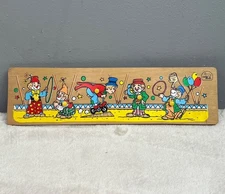 Vintage Pudu Wooden Clown Circus Peg Puzzle Wood Tray Child