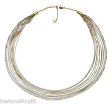 NEW MICHAEL KORS MULTI STRAND,2 TONE SILVER,ROSE GOLD CHAIN NECKLACE MKJ2016