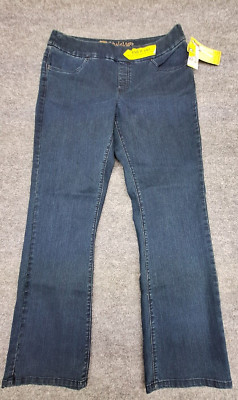 Lee Natural Fit Pull On Barely Boot Denim Stretchy Pant Woman's Size 14 M NWT