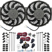 Dual 12 Inch 180w Electric Fan 38mm Radiator Hose Adapter Thermo-stat Switch Kit