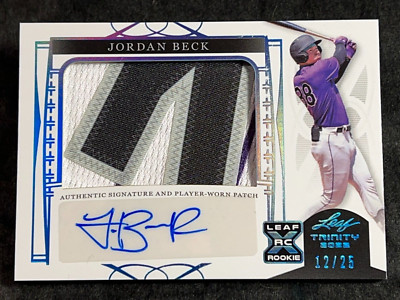Beck Patch 2022 Leaf PLATINUM ROOKIE AUTO PATCH Jordan Beck 12/25 | eBay