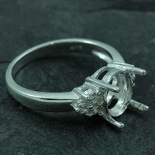 8x6 MM. Oval cut semi-mount ring setting sterling silver 925 268s