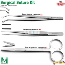 3 Pc Suture Removal Kit Needle Holder Thumb Forceps Scissors Surgical Instrument