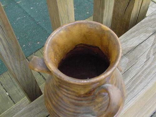 Vintage Fulper Potteries Colonial Ware Coffee Volcanic glaze 3 Handled vase - Picture 3 of 5