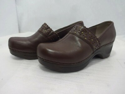 Sanita Danish Design Signature Womens Size EU 37 US 7 Brown Leather Clogs Shoes
