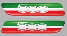 2 X LOGOS POUR FIAT 500 ITALIE RACING 17cmX3,5cm AUTOCOLLANT STICKER (FA120)