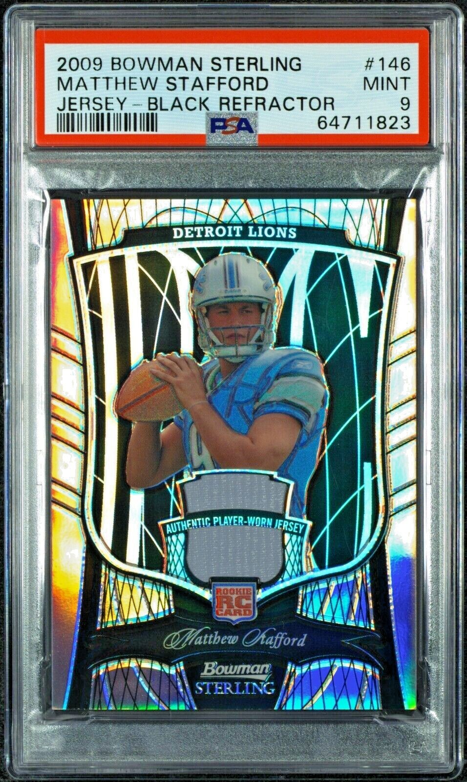 Matthew Stafford Bowman Sterling #146 Jersey-Black Refractor