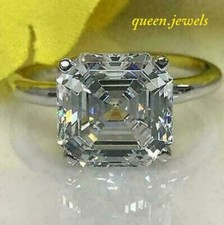 Solitaire Engagement Ring 3.30CT Asscher Lab-Created Diamond 14K White Gold Over