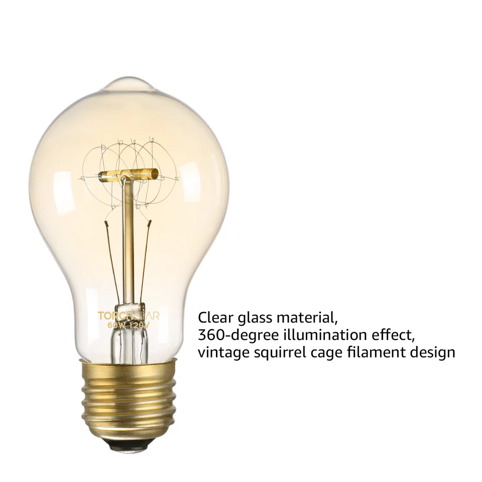 A19 Vintage Light Bulbs, Edison Bulb Dimmable, Squirrel Cage Filament Bulb - Image 3 of 4