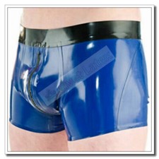 Latex Shorts Men Boxers Crotch 2 Way Zip Wide Waist Band Customized 0.4mm E107