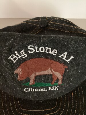 Denim Baseball Cap Pig Swine Farm Hat Trucker Hat Clinton Minnesota Snap Back