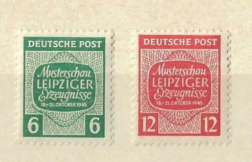 SBZ Mi n.º 124, 125 y Wz franqueo 1945 muestra productos de Leipzig - Imagen 1 de 2